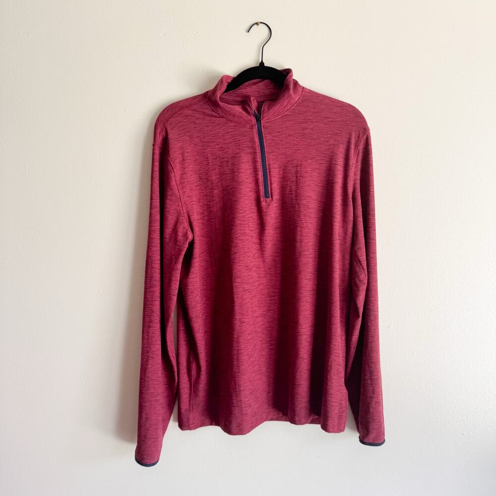 Gap Fit Red Heathered All Day Quarter 1/4 Zip Pullover - Medium